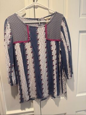 Matilda Jane Blue, White & Pink Striped Peasant Tunic